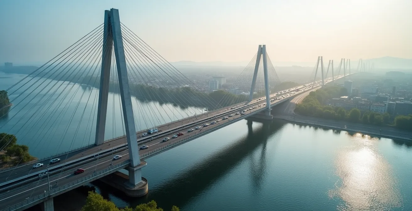 Pont transfrontalier entre Moselle et Luxembourg avec circulation fluide